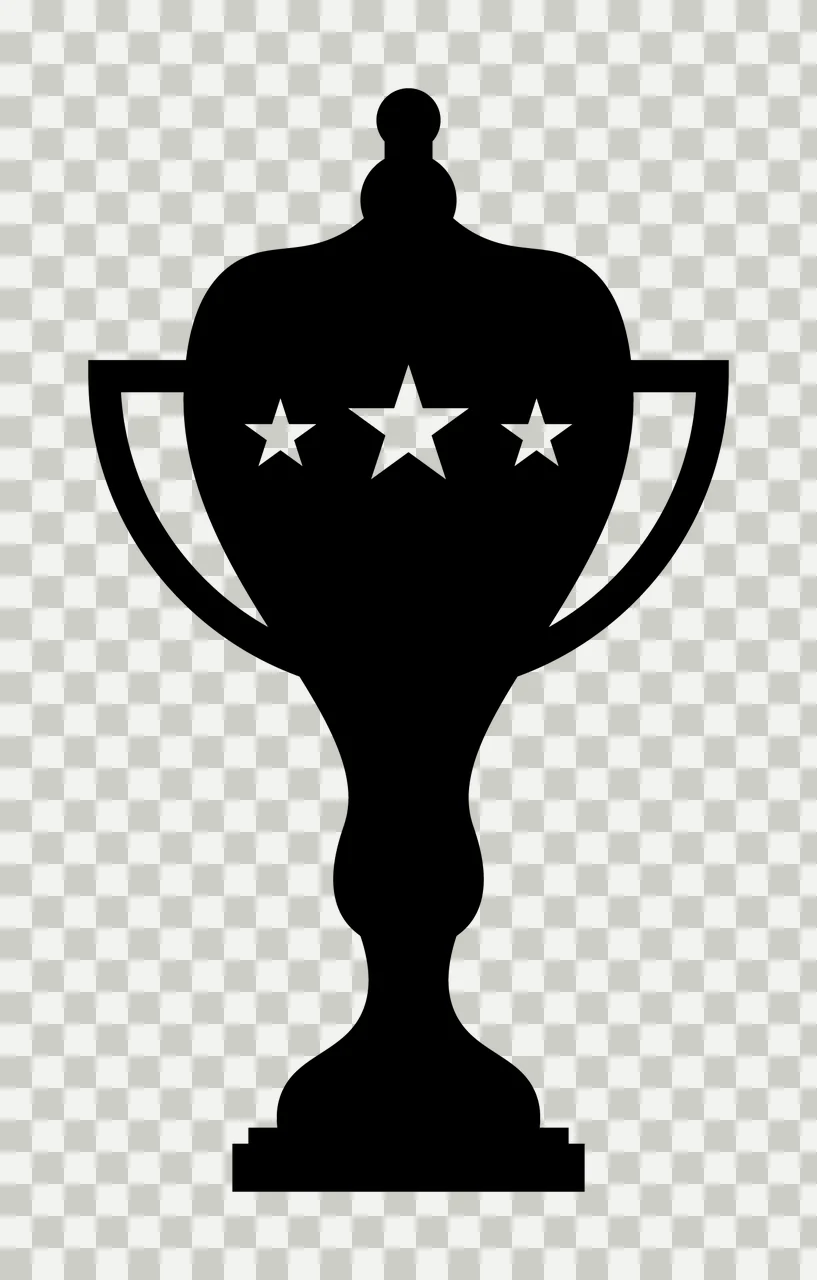 Black Silhouette Trophy Icon With Three Small Stars cup handles transparency and detail preview thumbnail