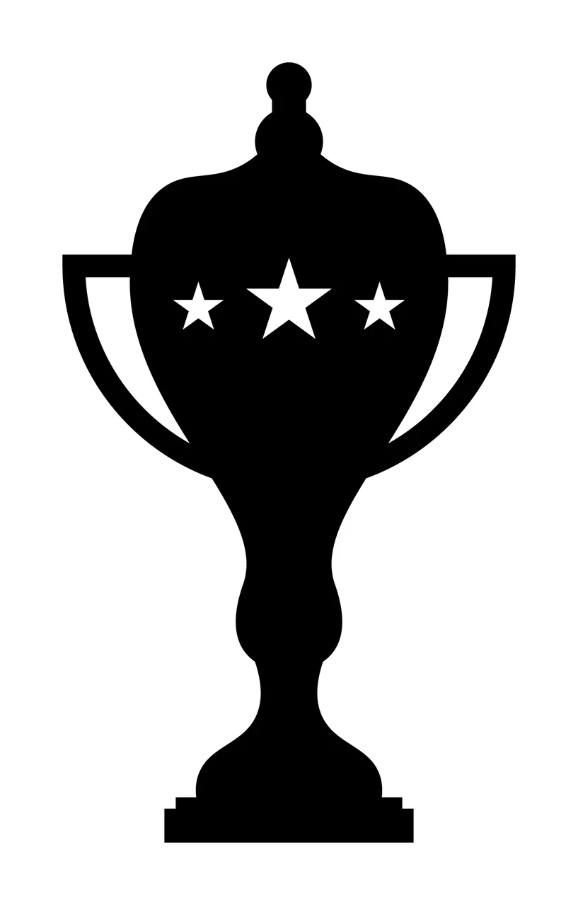 Black Silhouette Trophy Icon With Three Small Stars cup handles