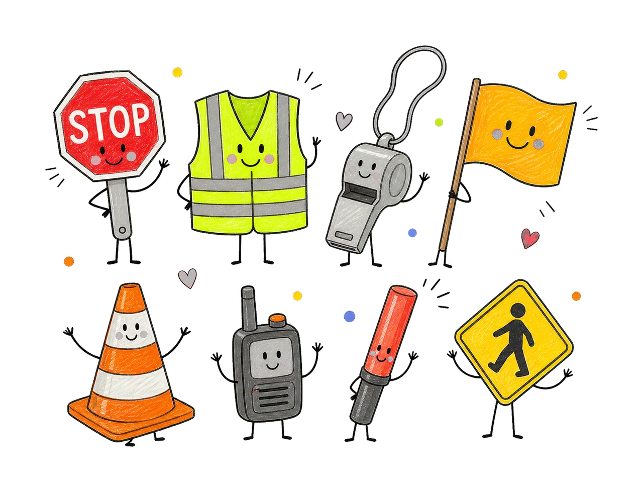 Crossing Guard School Employee Doodles Cute Variation C