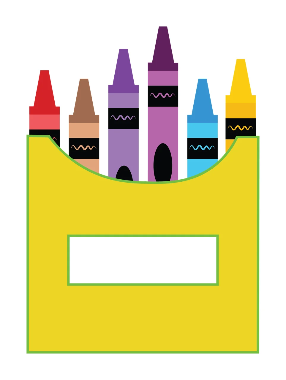 Crayons In Yellow Box With Banner of white rectangular