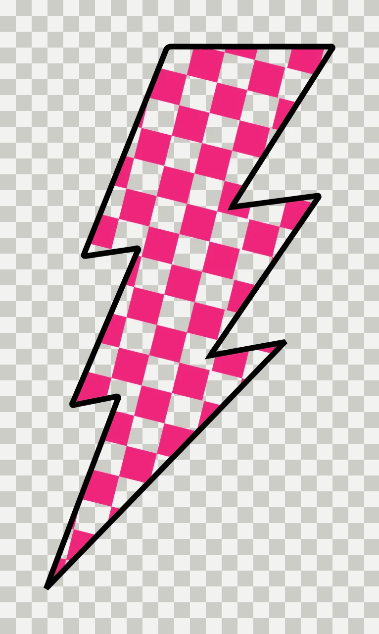 Lightning Bolt Shape Filled With A Checkered Pattern black transparency and detail preview thumbnail