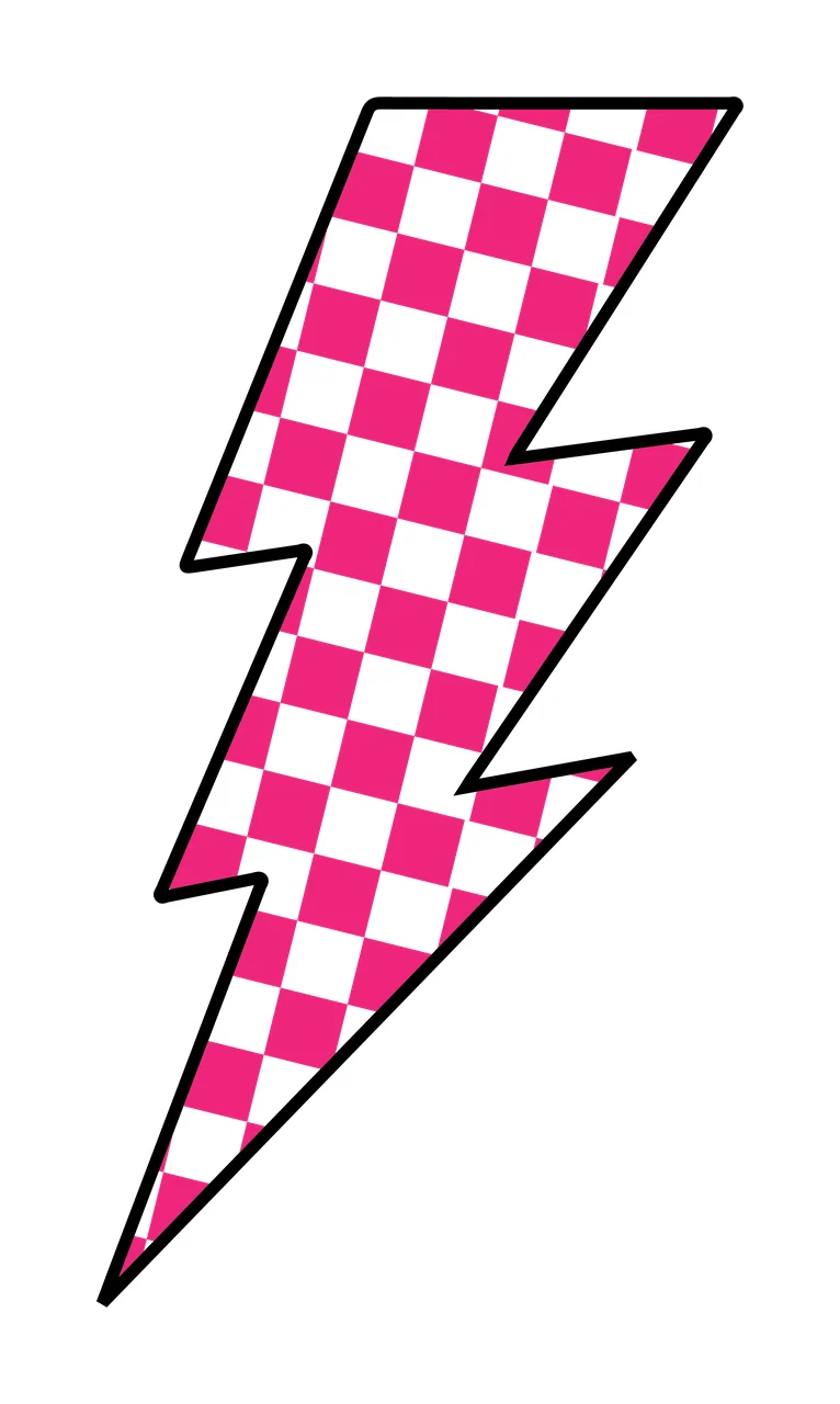 Lightning Bolt Shape Filled With A Checkered Pattern black