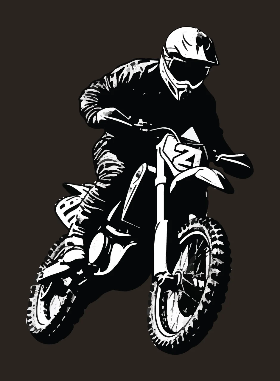 Motorcycle Rider In Jump Silhouette jumping helmet black sport contrast preview thumbnail