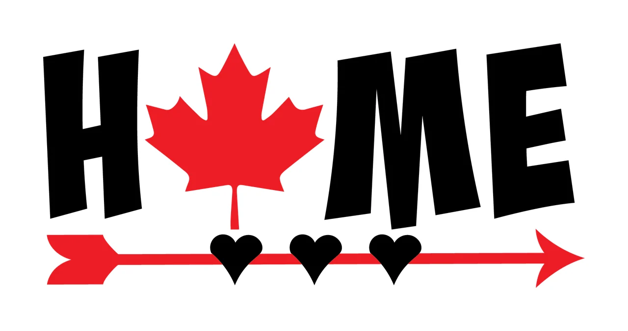 Home Maple Leaf Arrow Design Text and hearts typographic black