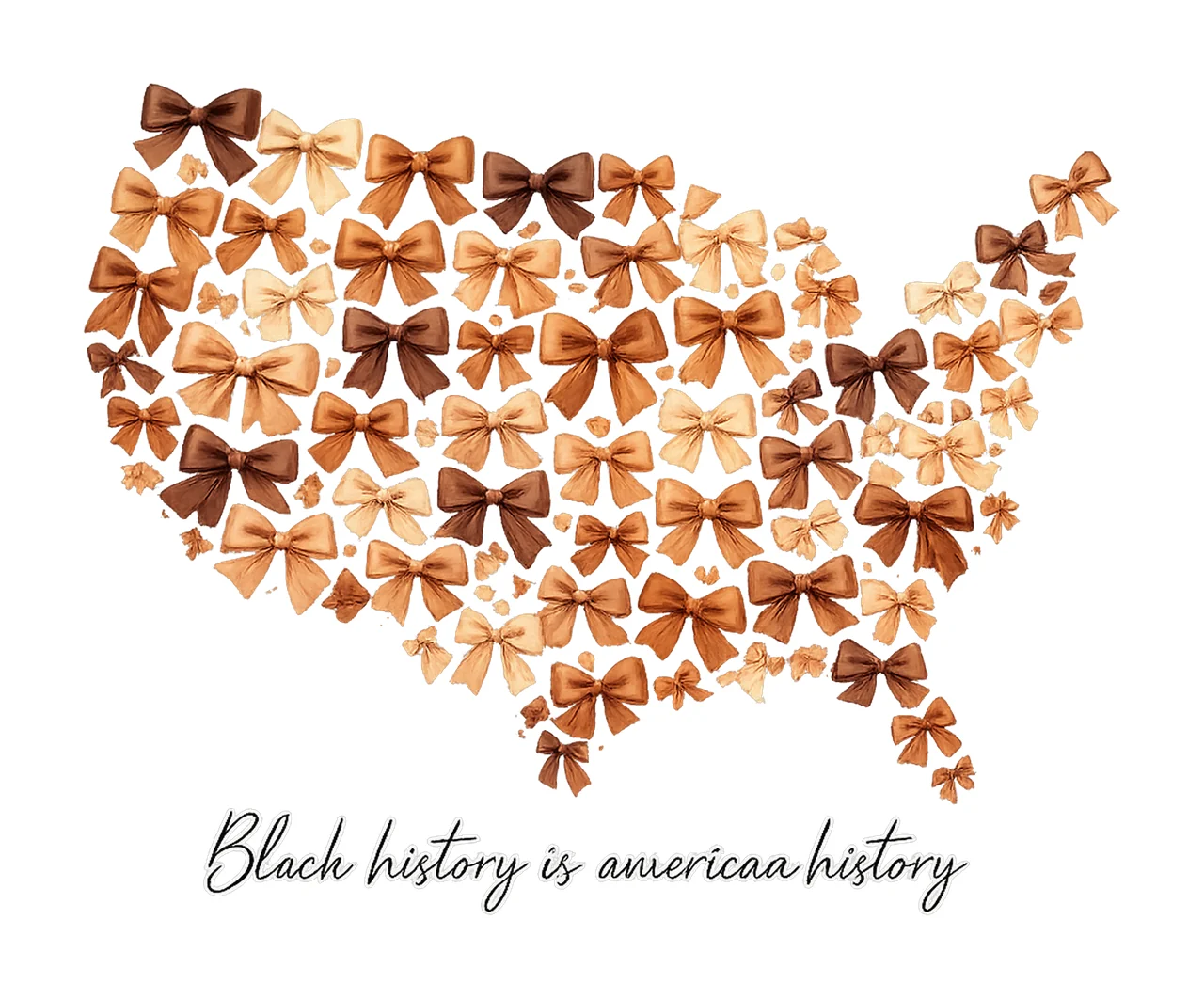 Black History Month Coquette Bow USA Map African American