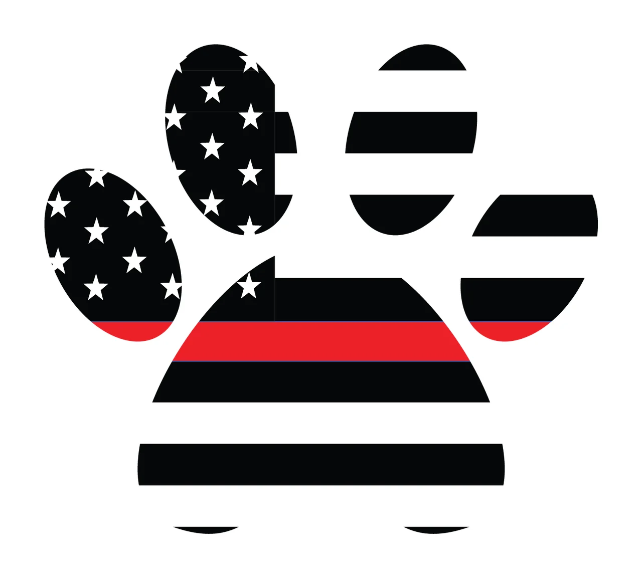 Paw Print With Star Pattern patterned toes stars horizontal lines
