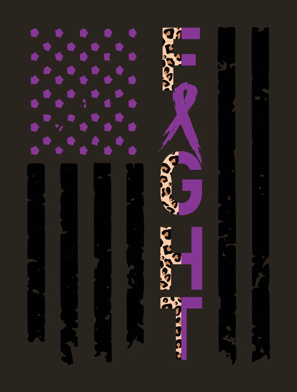 Fight With American Flag Silhouette distressed ribbon stars contrast preview thumbnail