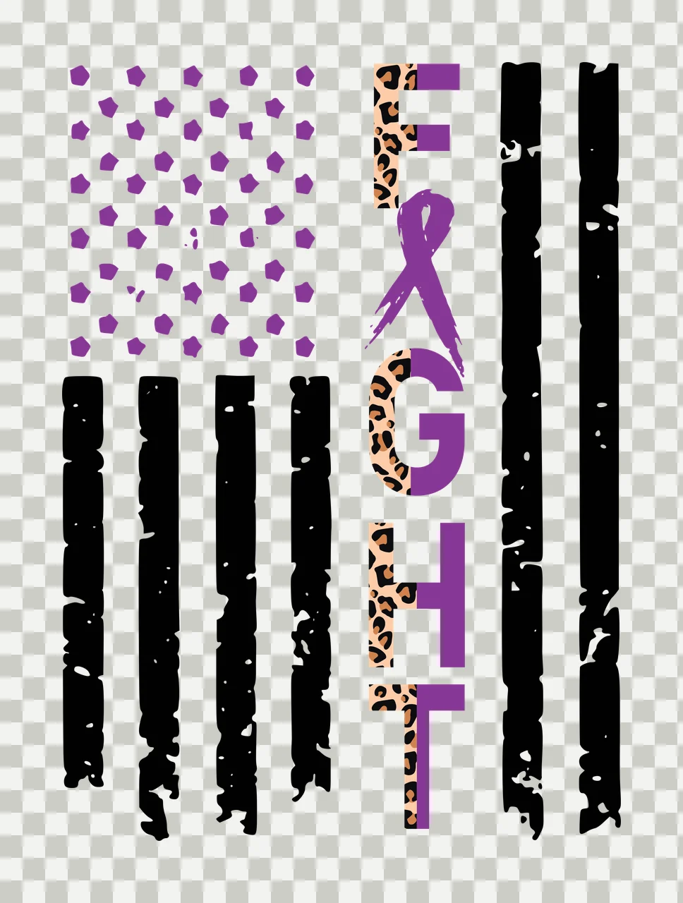 Fight With American Flag Silhouette distressed ribbon stars transparency and detail preview thumbnail