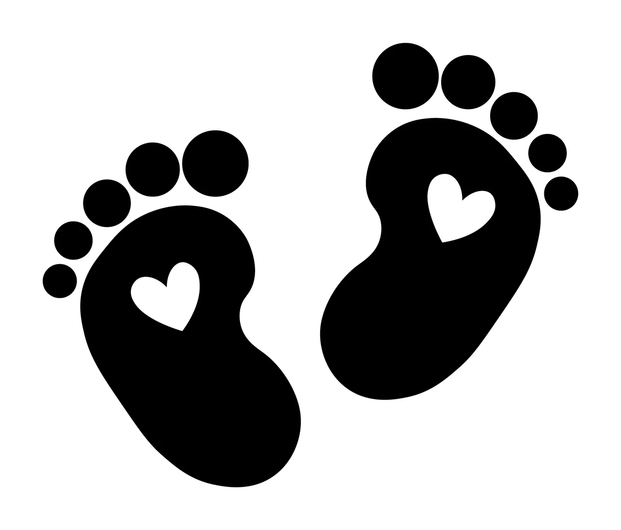 Baby Feet With Cutout And Silhouette In Black