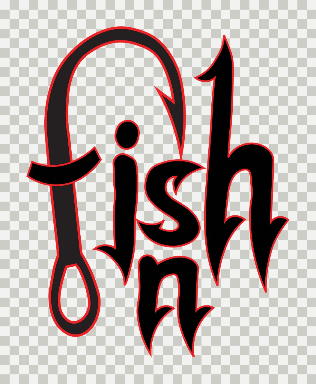 Fishing Fish N Text With Hook silhouette black typography lettering transparency and detail preview thumbnail