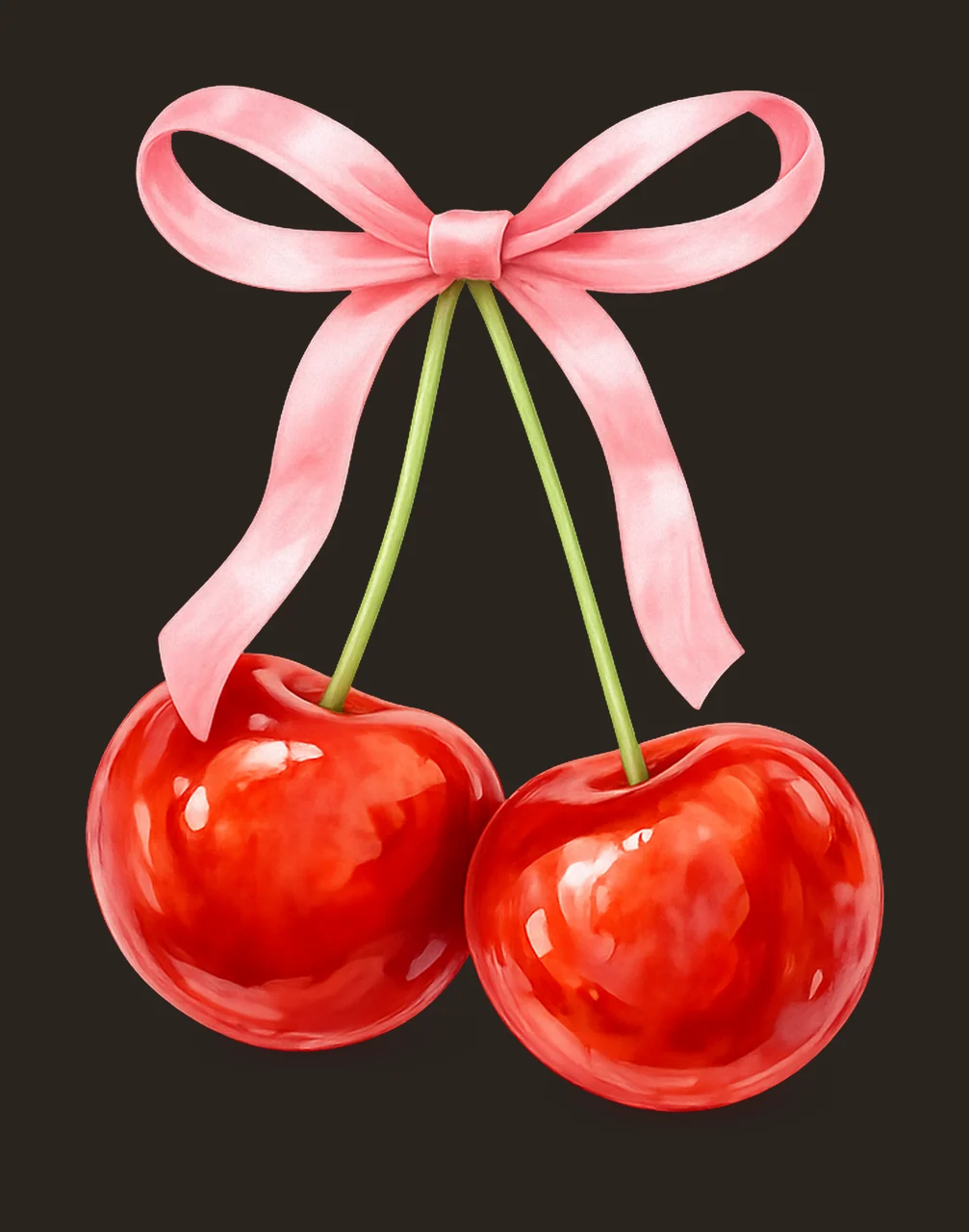 Cherry Bow Ribbon Aesthetic Valentine Coquette Design contrast preview thumbnail
