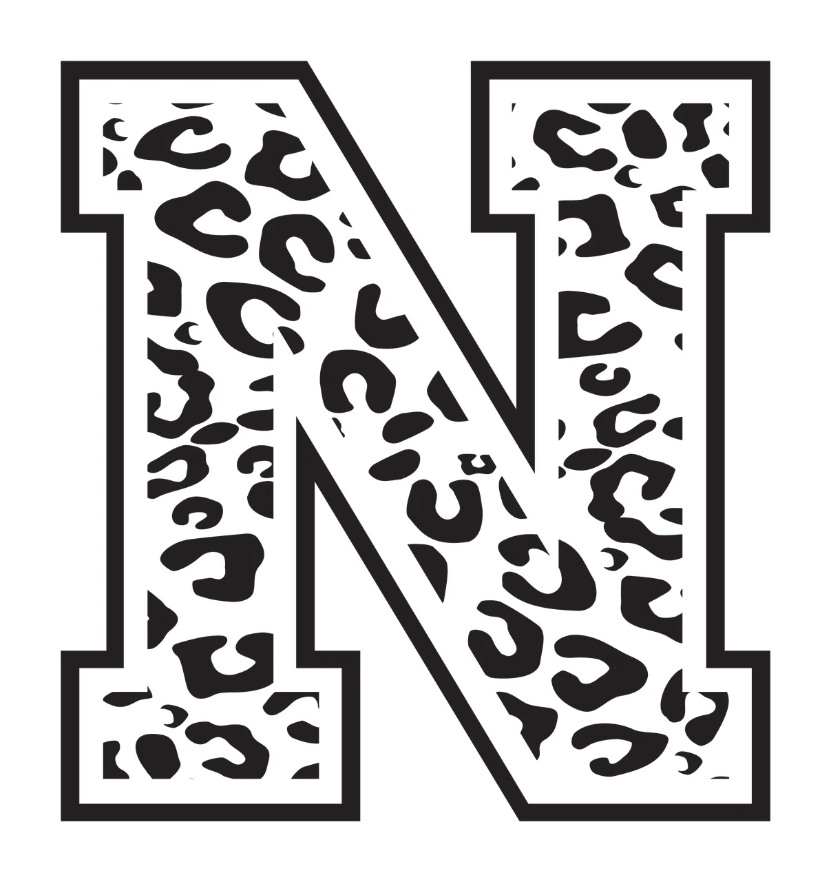 Black Varsity Half Font Leopard Character 04 print animal cheetah