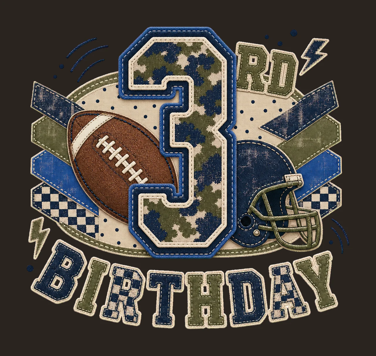 Star Camo Football Birthday sublimation instant Variation F contrast preview thumbnail