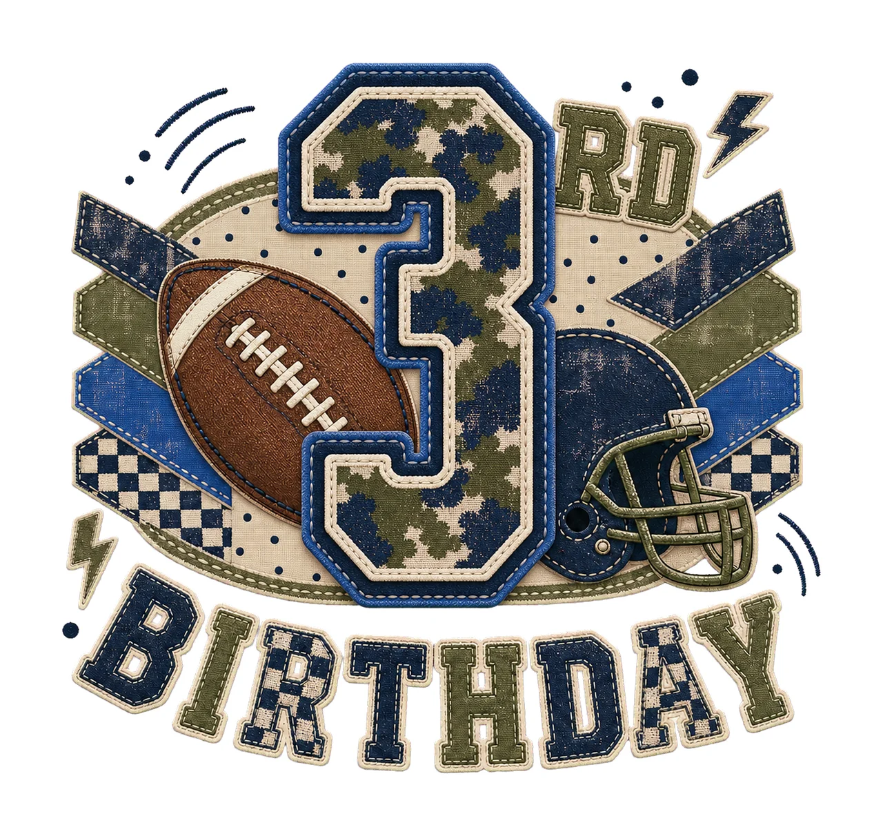 Star Camo Football Birthday sublimation instant Variation F