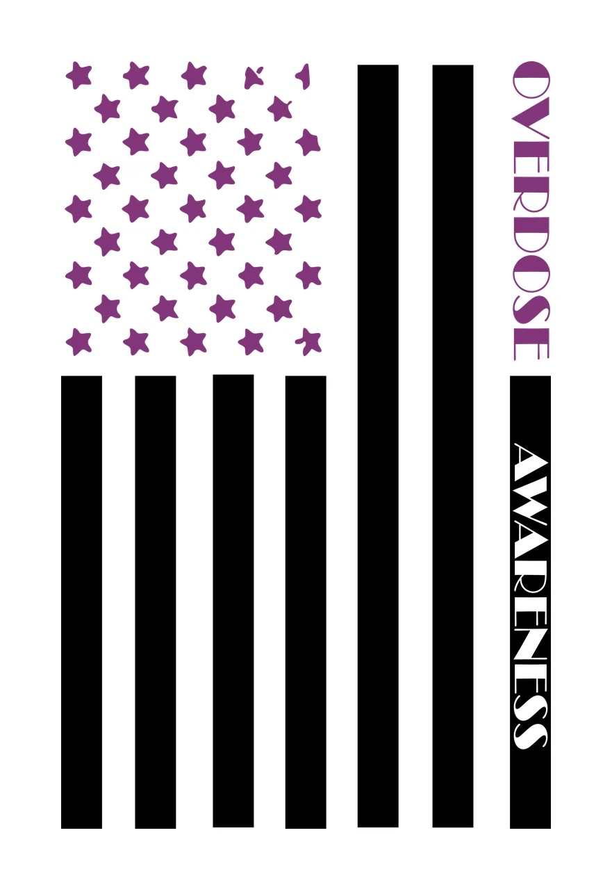 Overdose Flag With Vertical Stripes stars silhouette black