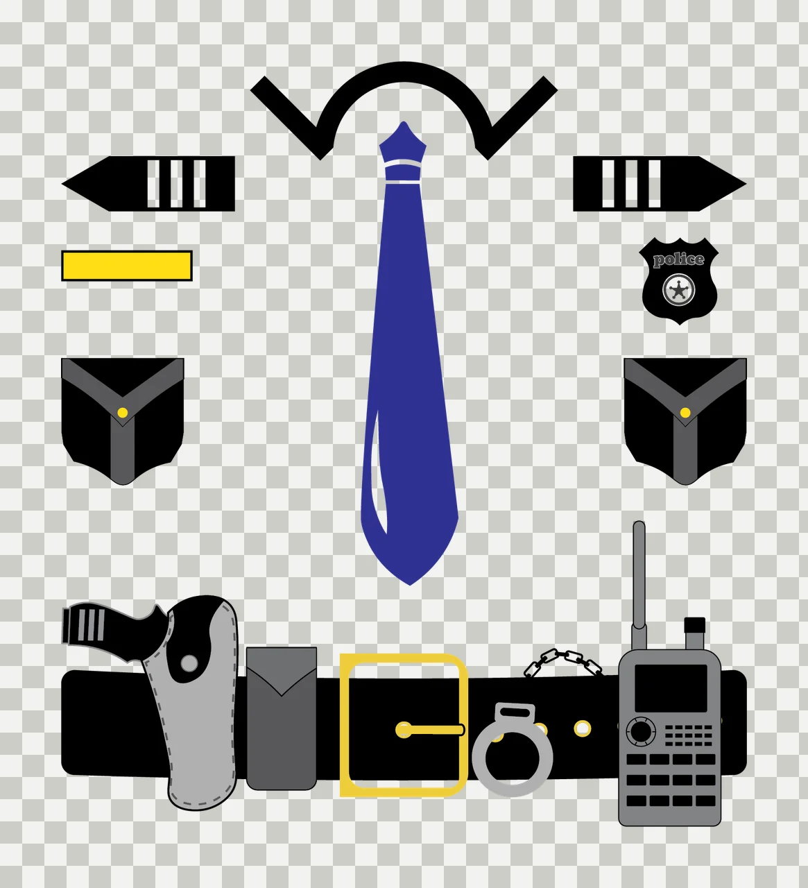 Uniform Components Arranged Display With Tie And Collar transparency and detail preview thumbnail
