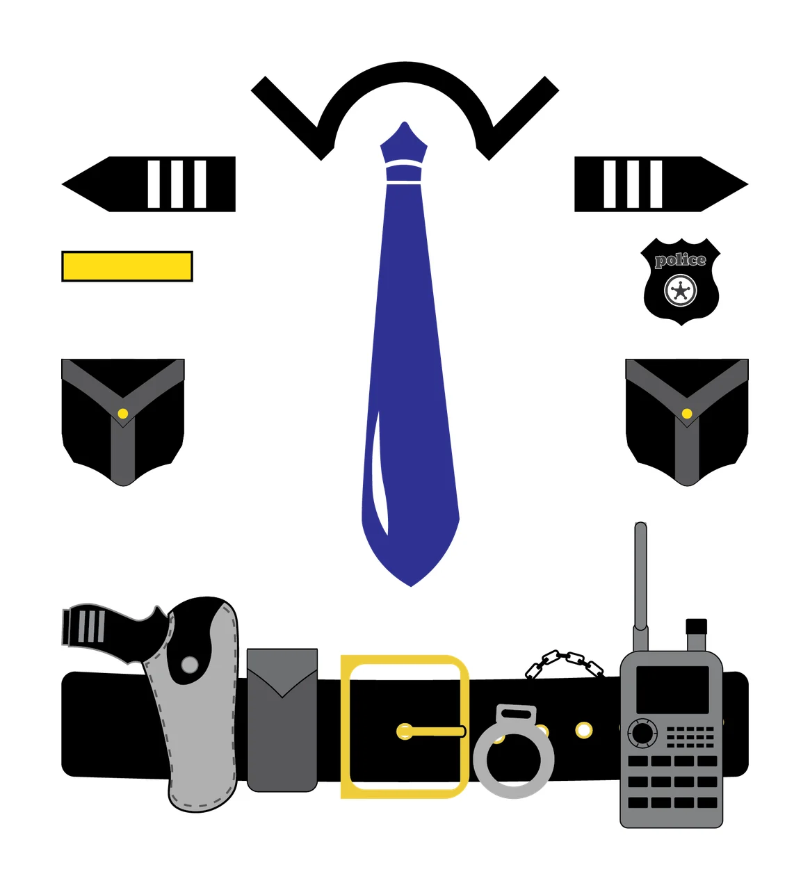 Uniform Components Arranged Display With Tie And Collar