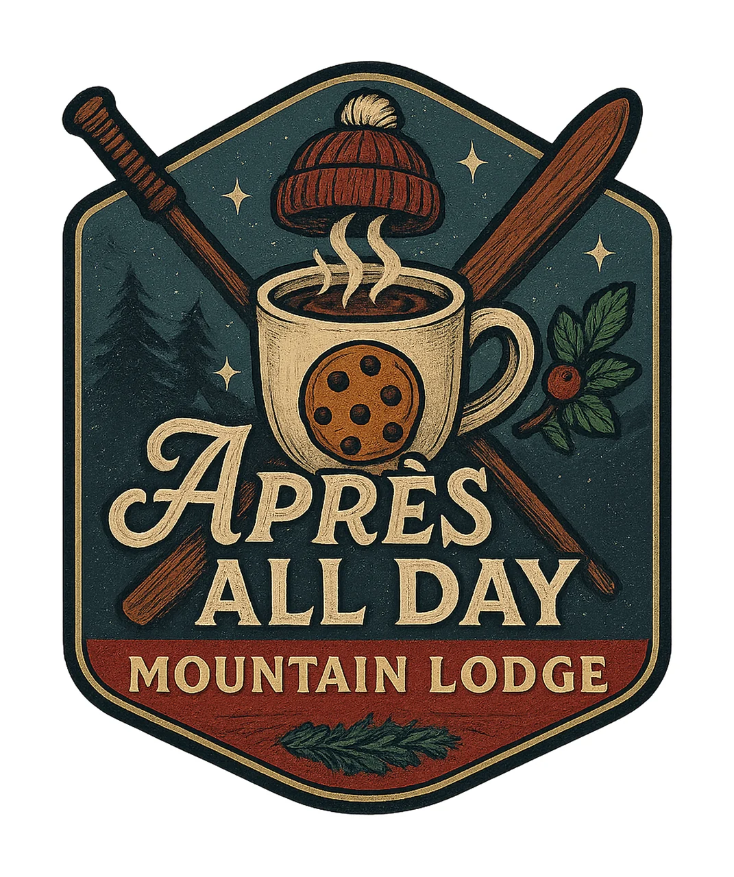 Apres Ski Lodge Retro Winter Artwork Cozy Cabin Design
