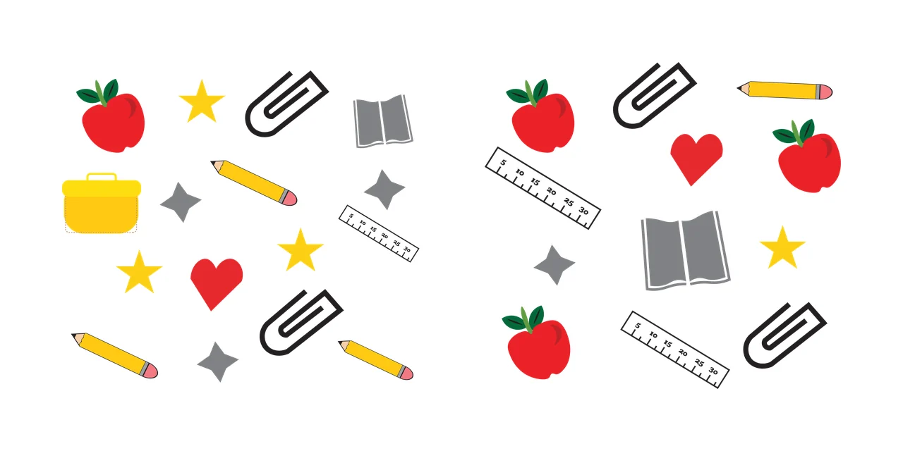 Can Glass Wrap School Supplies Icons In Black scattered apple
