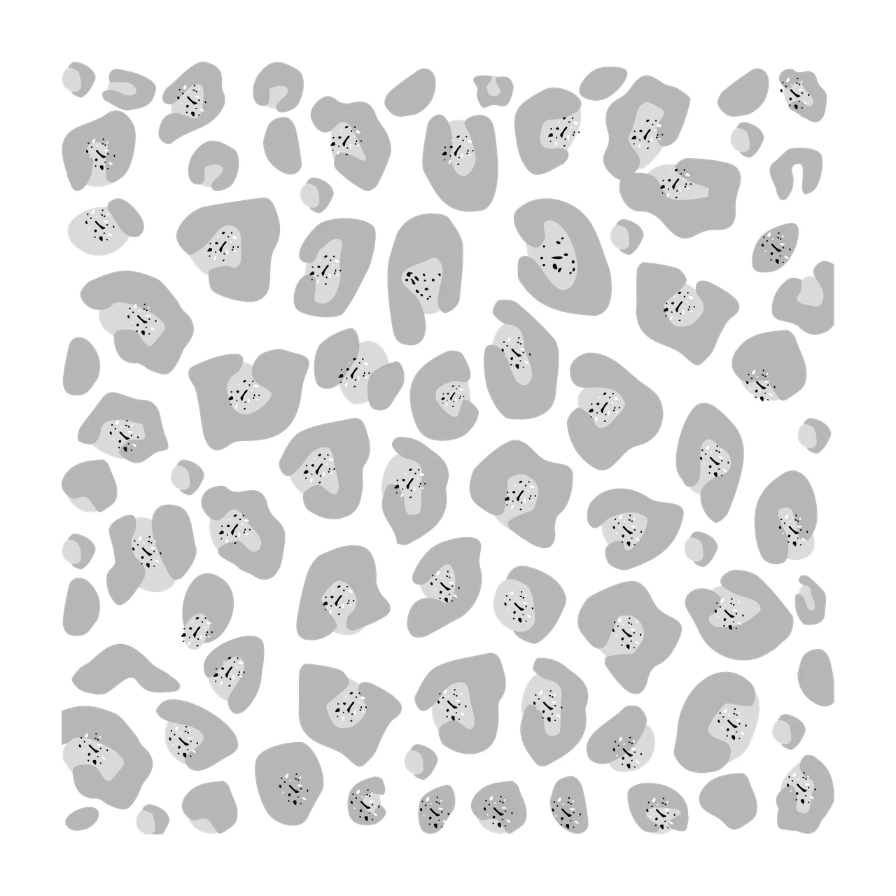 Leopard print pattern Illustration with gray spots, black spots and white background