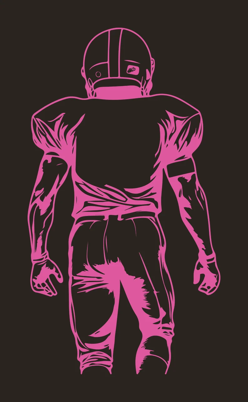 Football Player Rear View Standing helmet jersey pants gloves contrast preview thumbnail