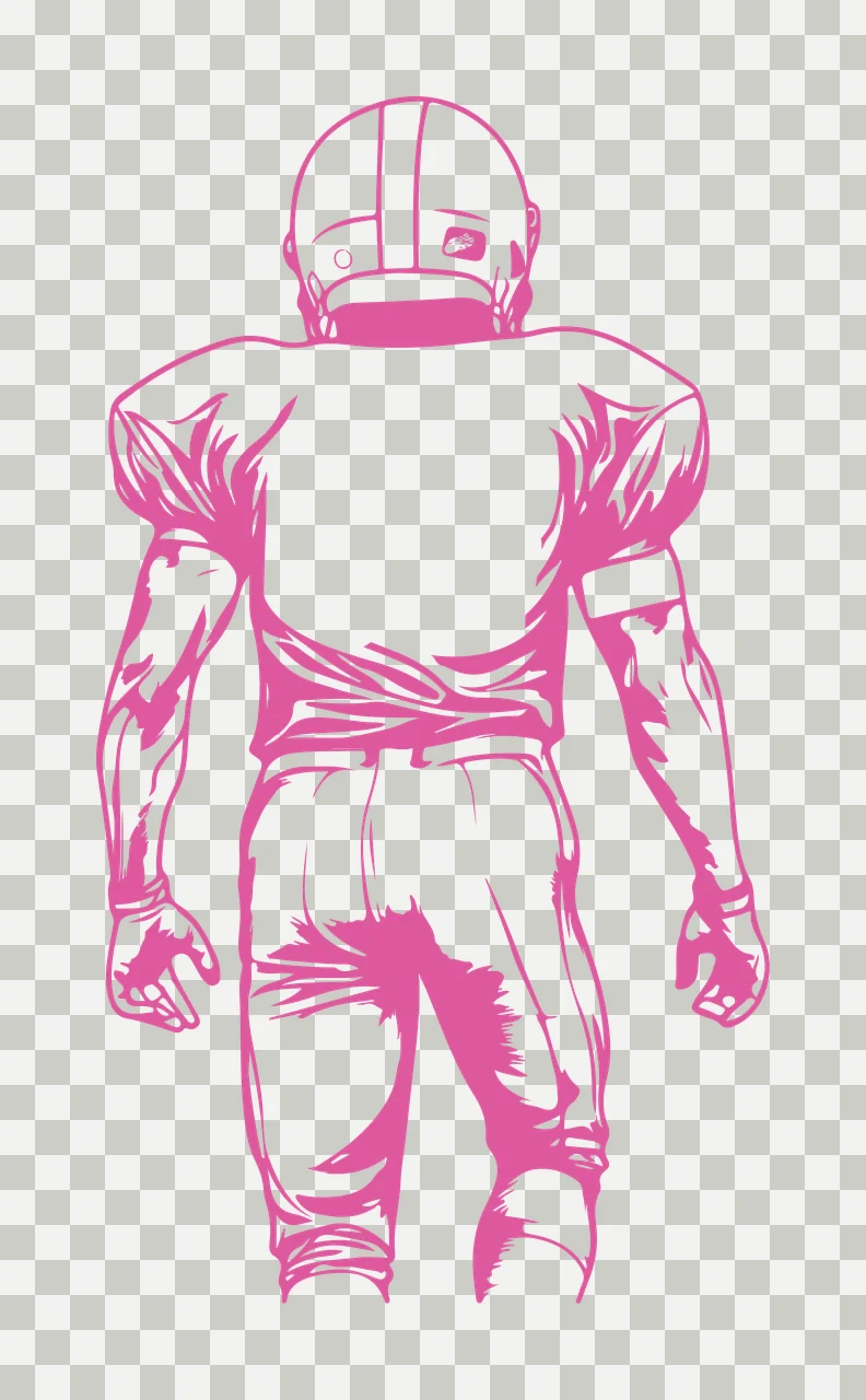Football Player Rear View Standing helmet jersey pants gloves transparency and detail preview thumbnail