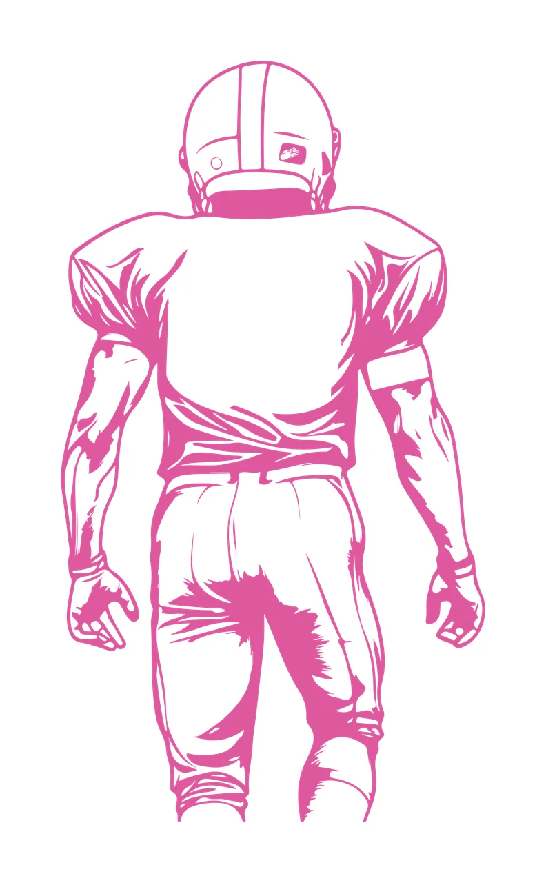Football Player Rear View Standing helmet jersey pants gloves