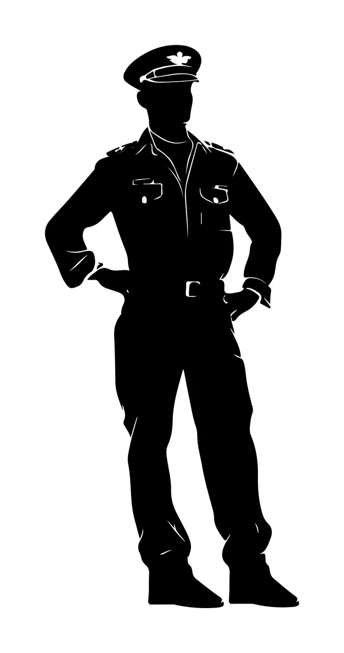 Military Uniform Silhouette Standing soldier cap hands on hips