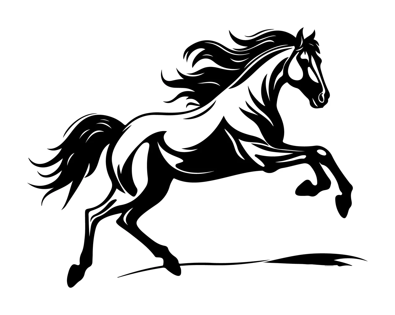Horse Galloping In Bold Graphic Style ground line silhouette
