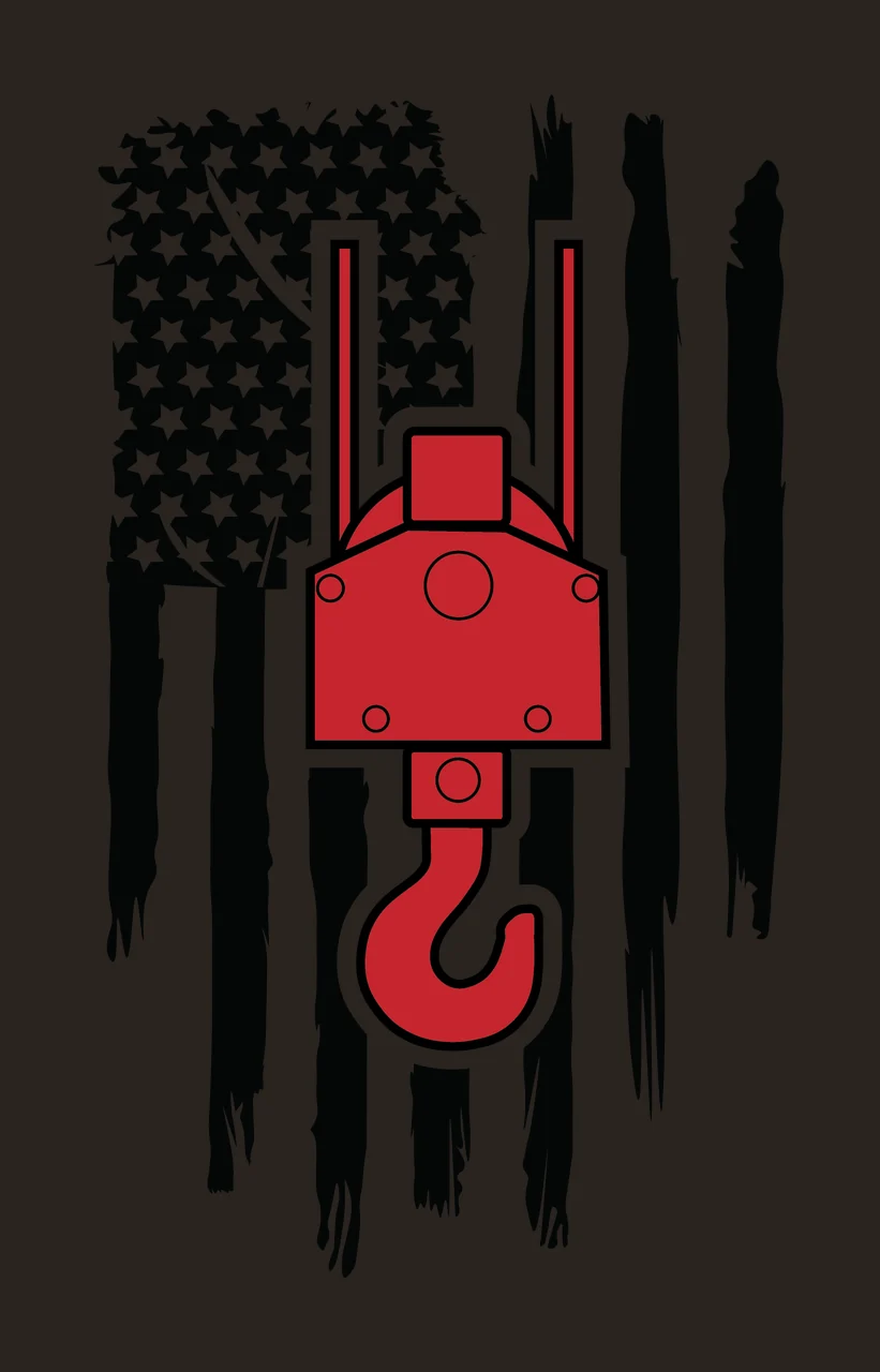Crane Flag Hook Silhouette With Distressed hanging stars and stripes contrast preview thumbnail