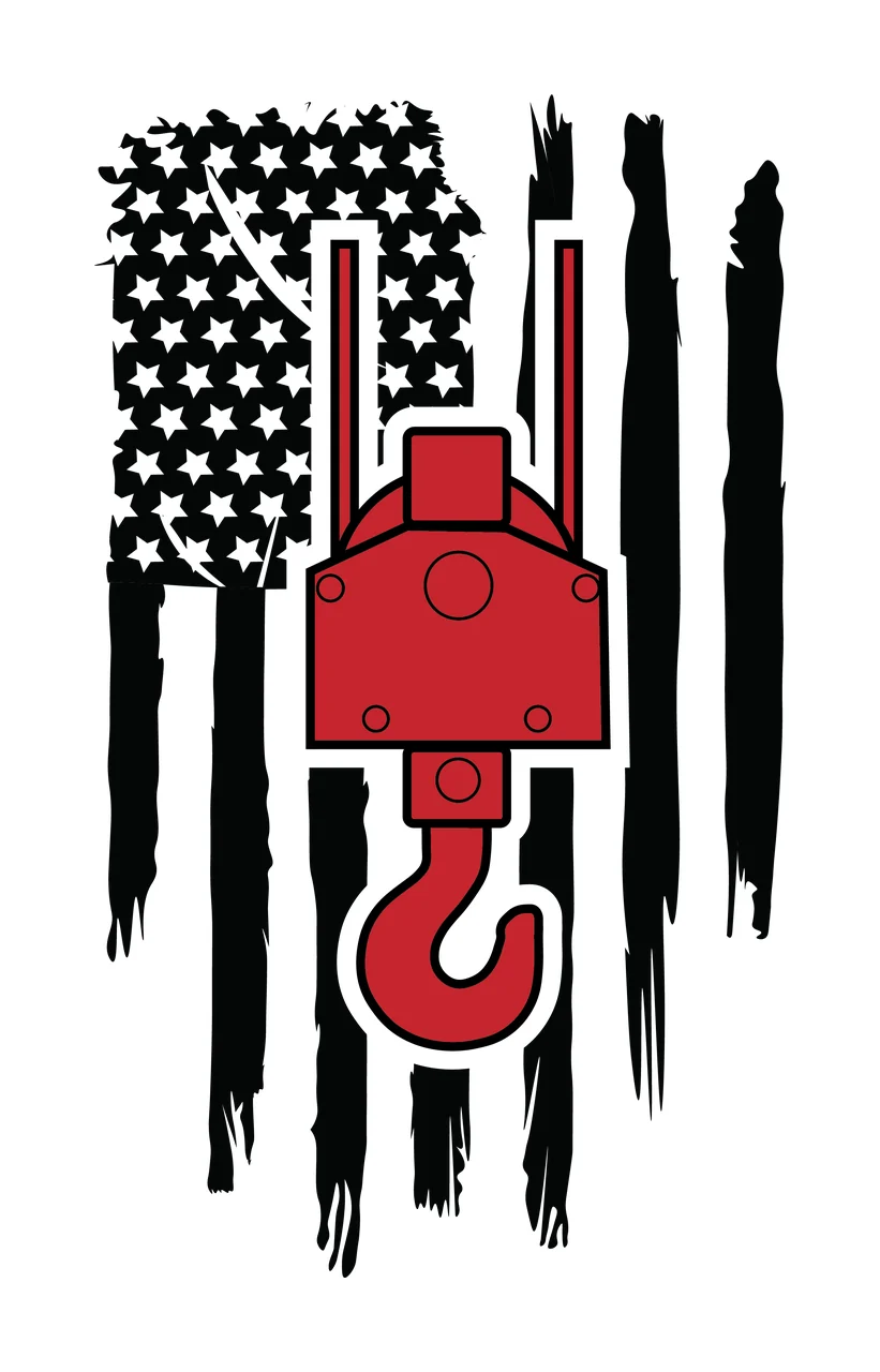 Crane Flag Hook Silhouette With Distressed hanging stars and stripes