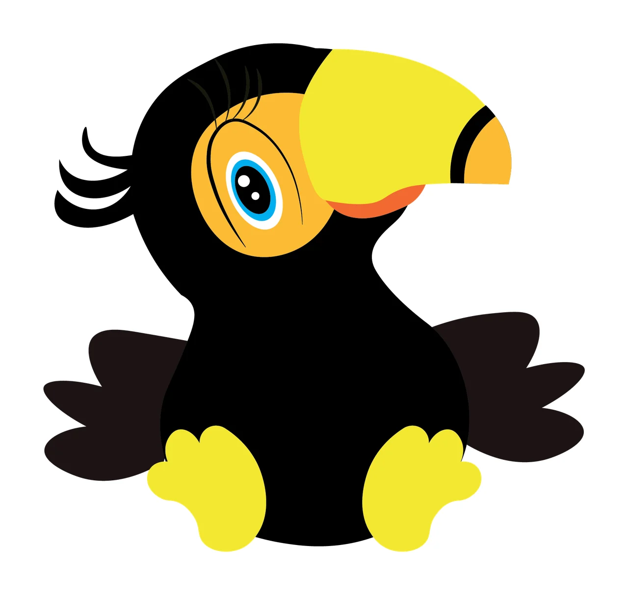 Black Silhouette Of A Small Creature With Large sitting beak