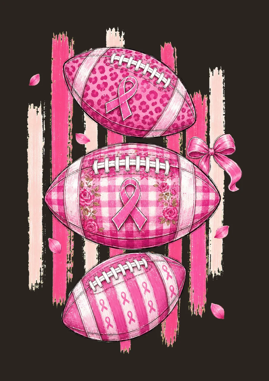 Breast Cancer Football Pink Out Pink Floral Variation A contrast preview thumbnail