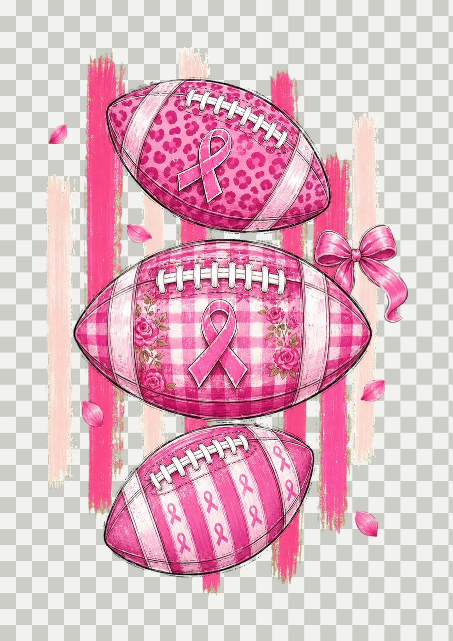Breast Cancer Football Pink Out Pink Floral Variation A transparency and detail preview thumbnail