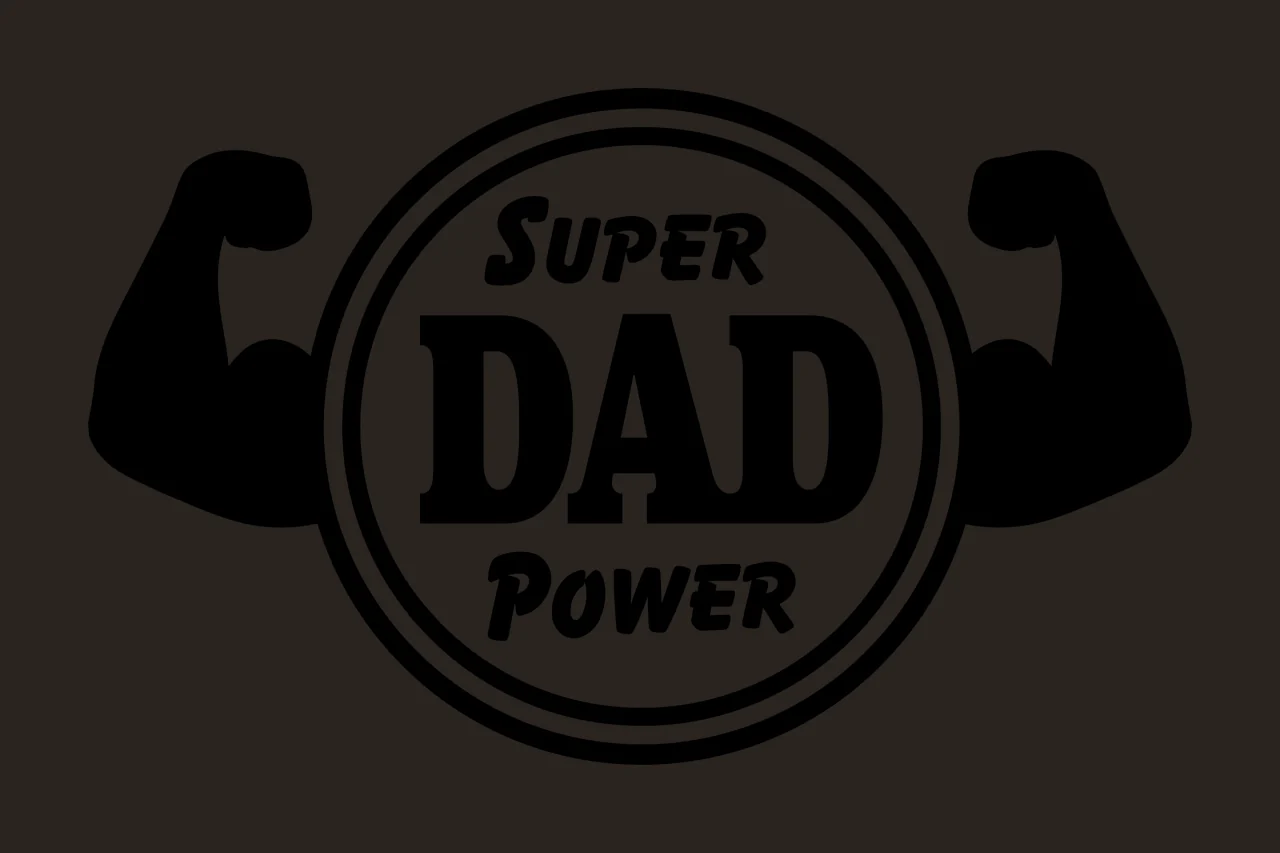 Super Dad Power Text With Arms circle black white plain contrast preview thumbnail