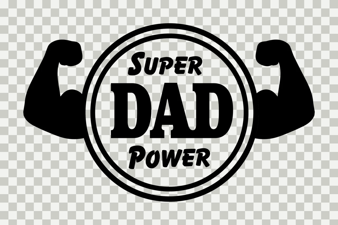 Super Dad Power Text With Arms circle black white plain transparency and detail preview thumbnail