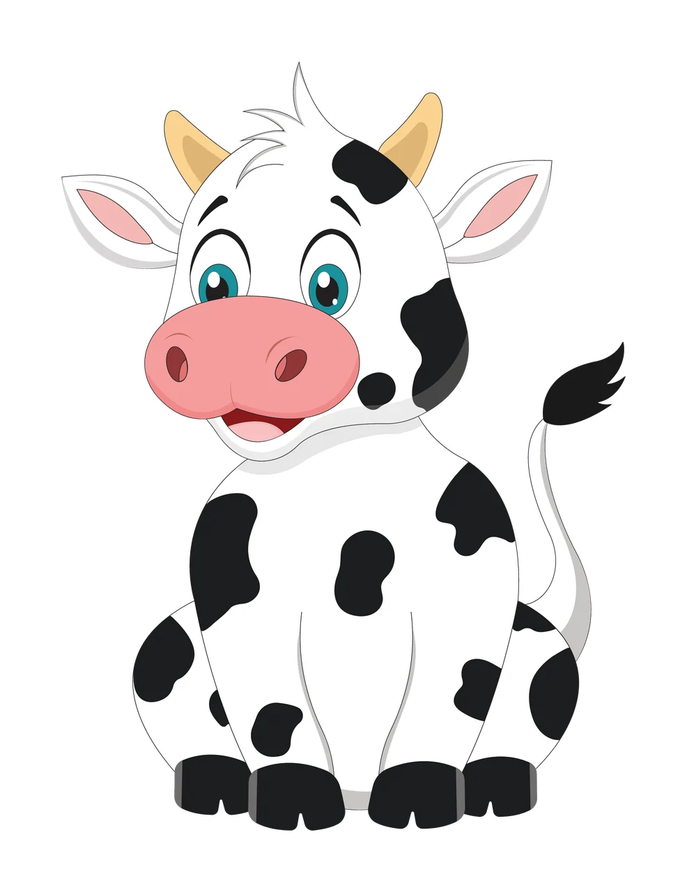 Cow Silhouette In Sitting Position black plain animal cute