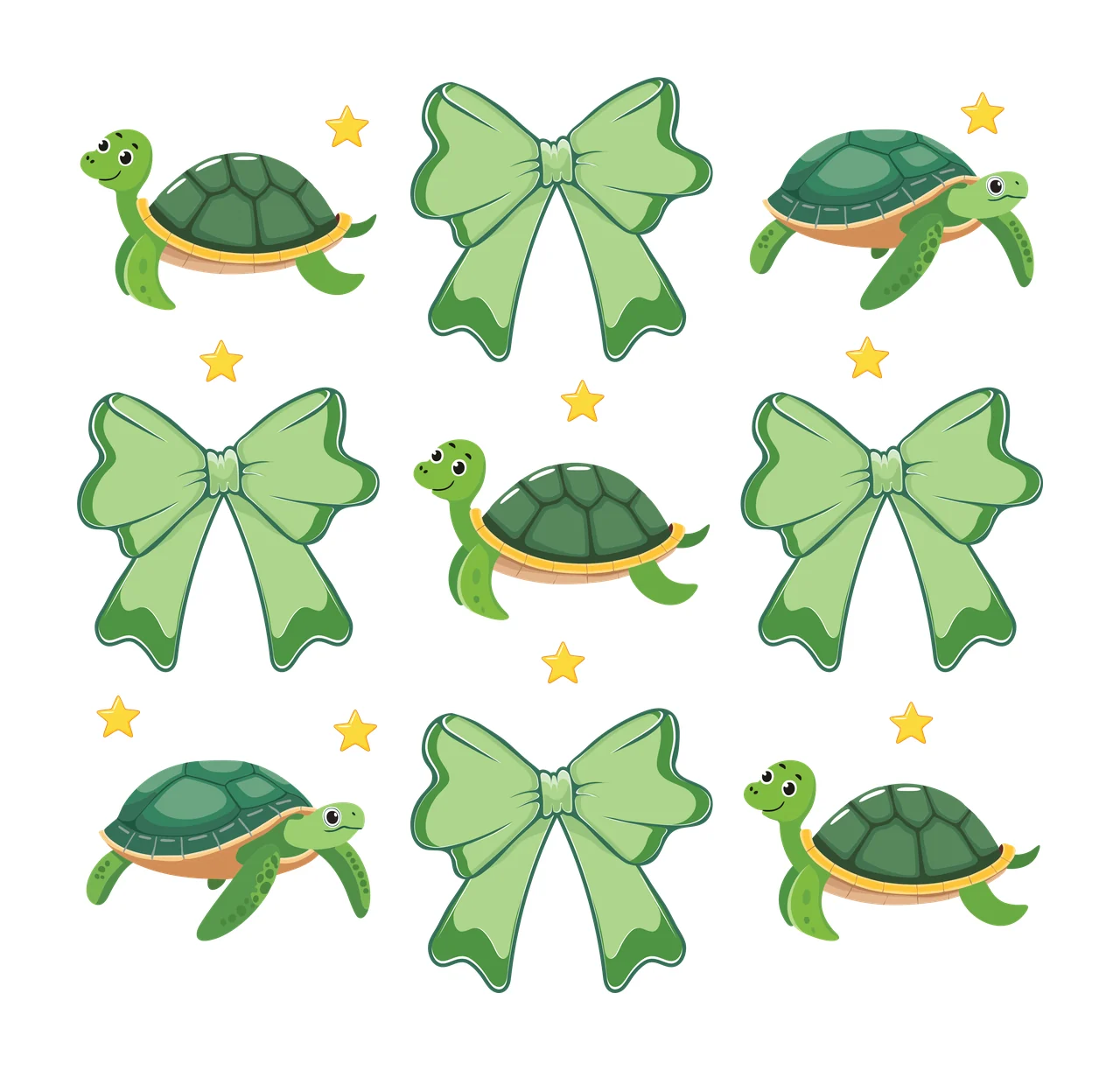 Bow Turtle Black Turtles And Bows Repeat Pattern stars silhouette