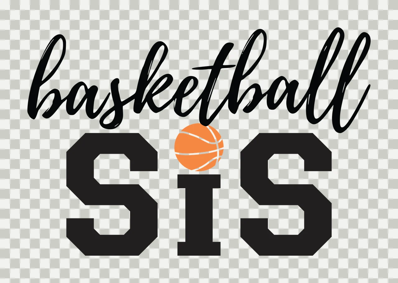 Basketball Sis Black And White Graphic sport typography 1 4 transparency and detail preview thumbnail