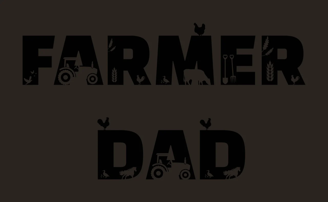 Farmer Dad Typography With Farm Icons decorating tractor chicken contrast preview thumbnail
