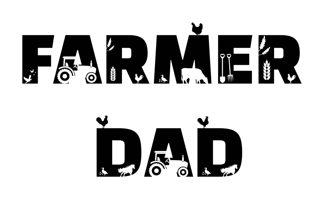 Farmer Dad Typography With Farm Icons decorating tractor chicken