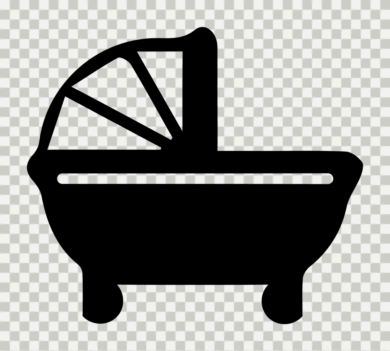 Baby Carriage With Canopy And Wheels In Black transparency and detail preview thumbnail