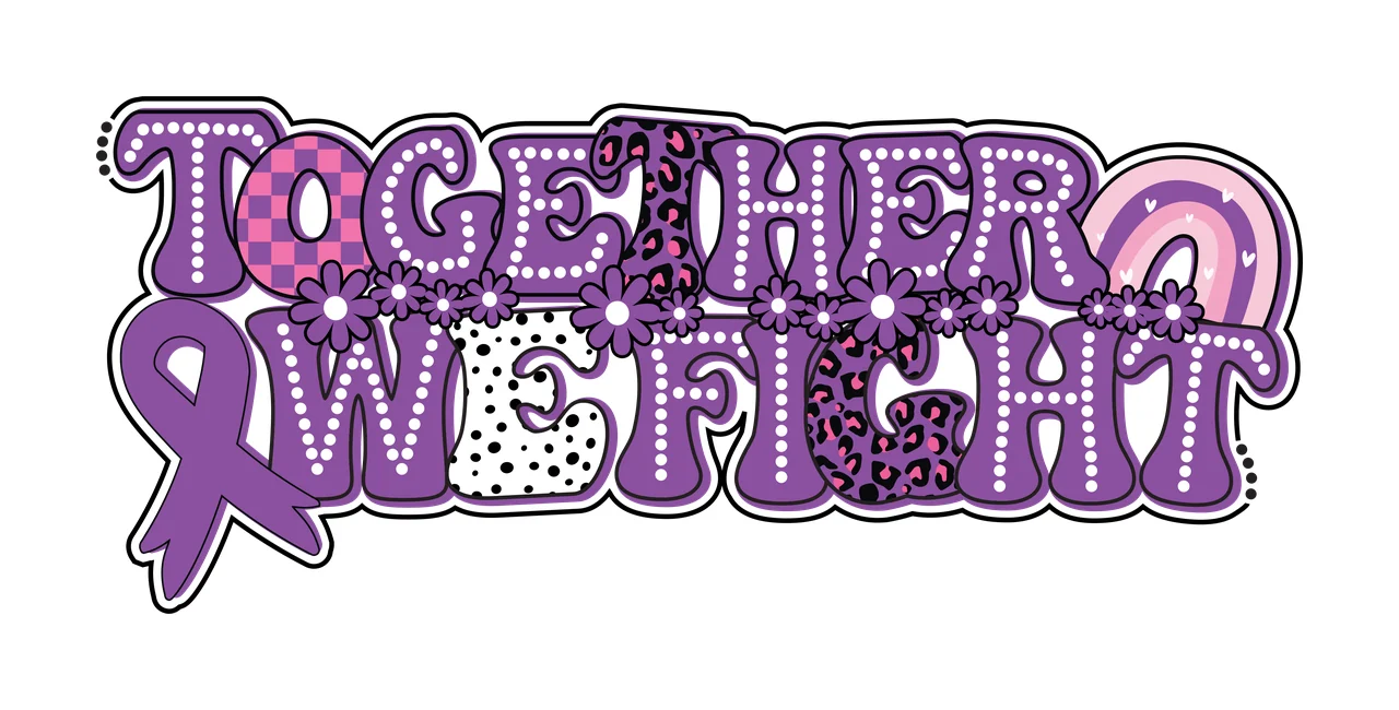 Together One Fight Graphic Text display ribbon bubble font