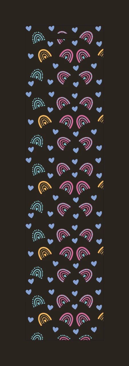 Rainbow And Heart Pattern Strip rainbows hearts repeating black contrast preview thumbnail