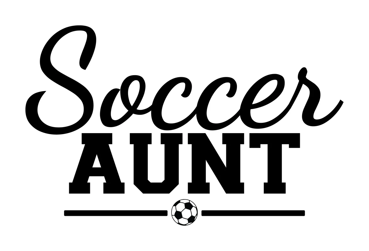Soccer Aunt Text With A Ball And Horizontal lines typography