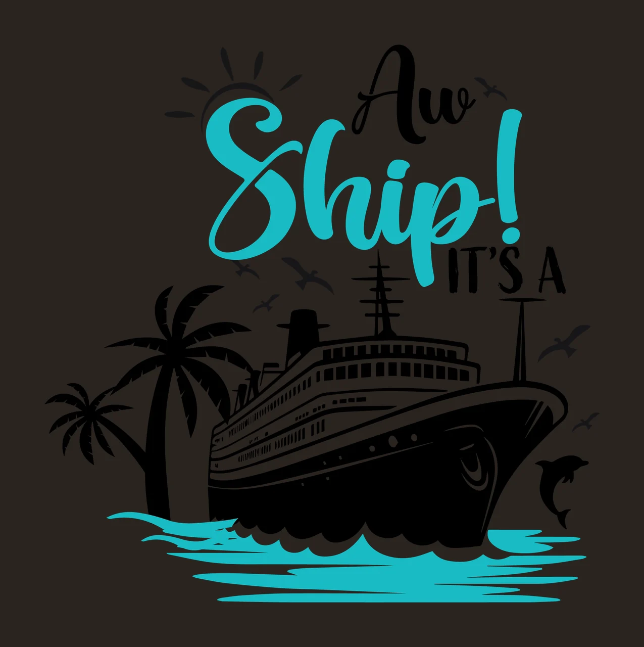 Aw Ship It S A Cruise Tropical Graphic floating palm trees contrast preview thumbnail