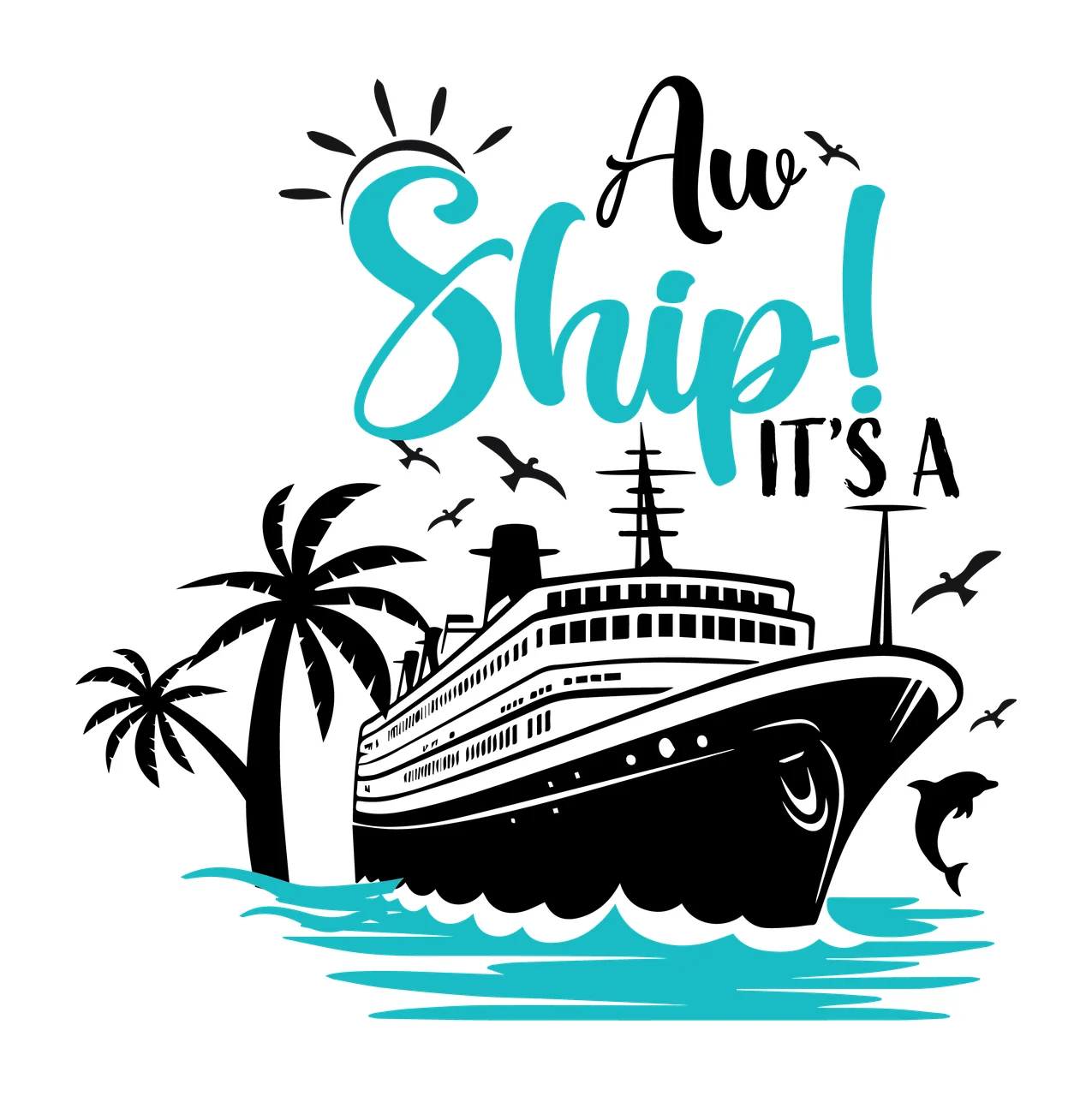 Aw Ship It S A Cruise Tropical Graphic floating palm trees