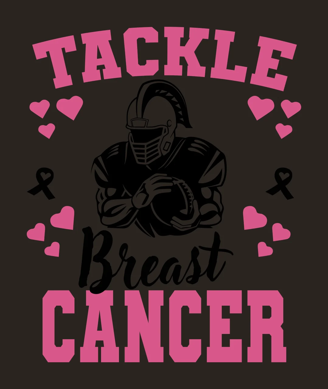 Football Player Design holding helmet hearts ribbons black contrast preview thumbnail