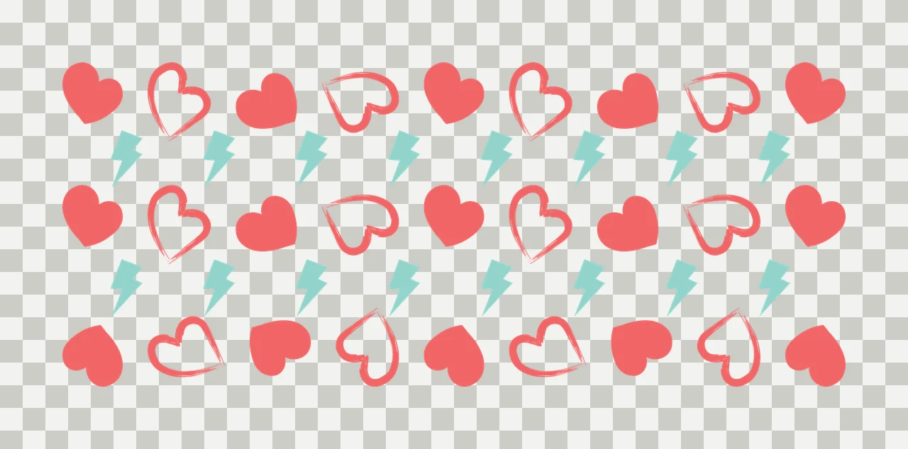 Can Glass Wrap Heart And Lightning Bolt Pattern arranged minimalist transparency and detail preview thumbnail