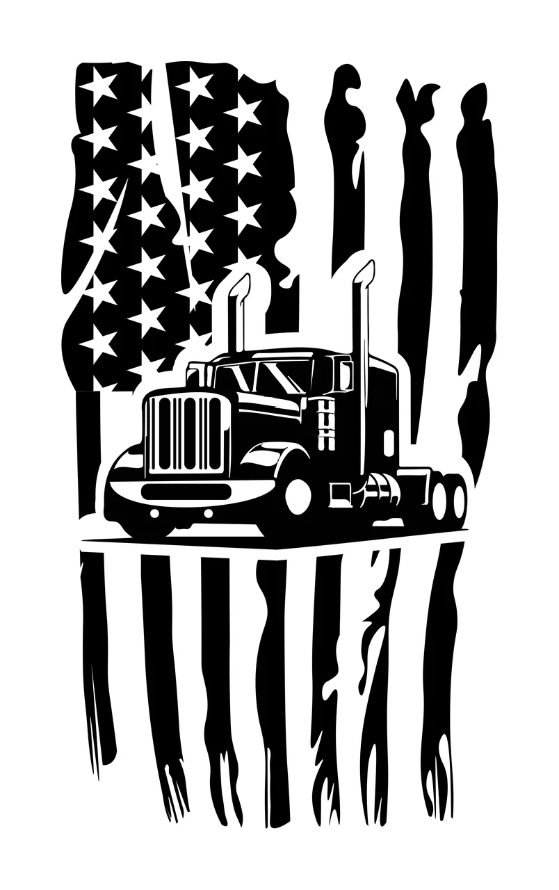 Semi Truck Flag Cab With Vertical Stripes integrated stars